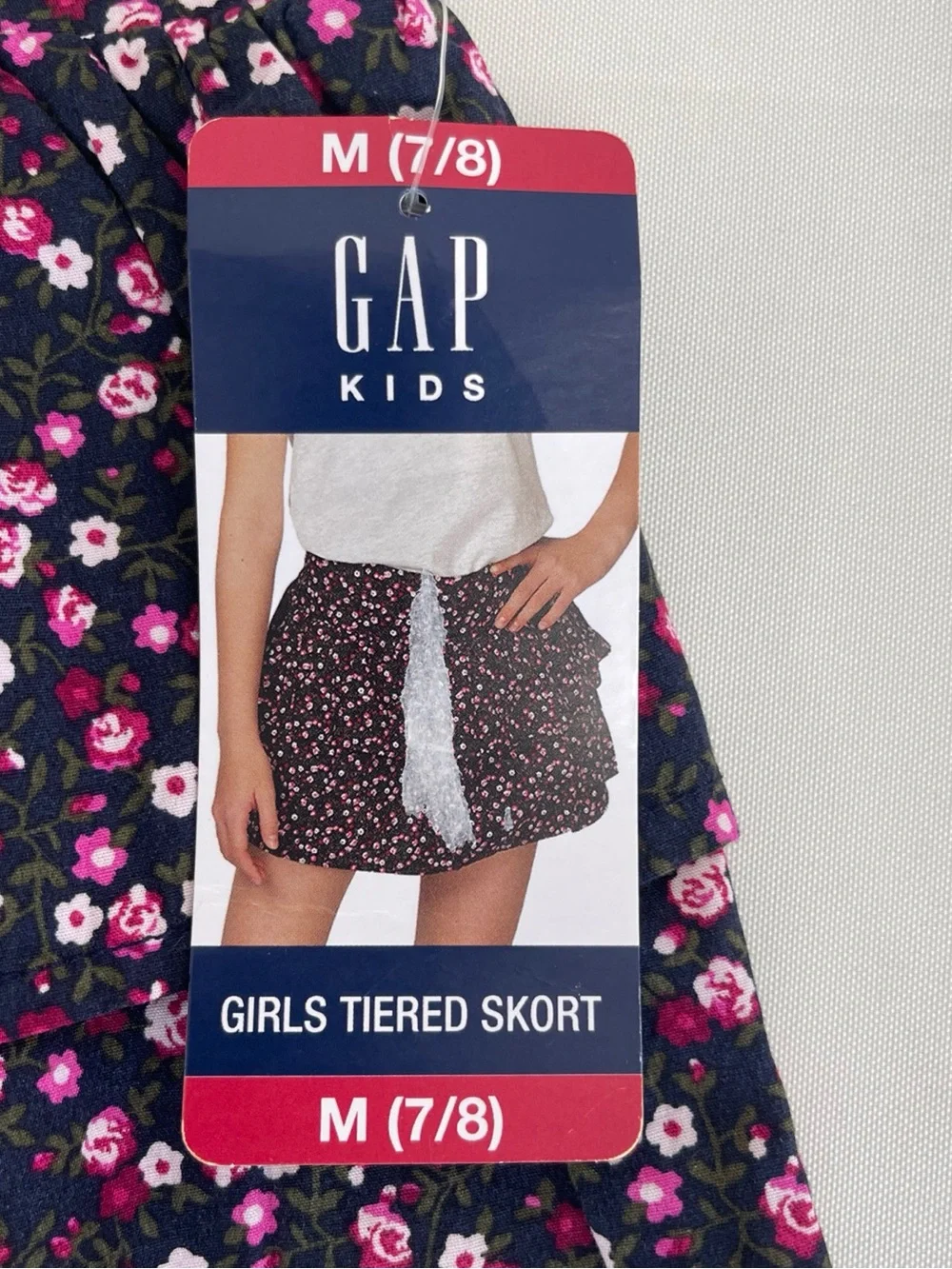 GAP Pink Floral Tiered Mini Skirt on Black